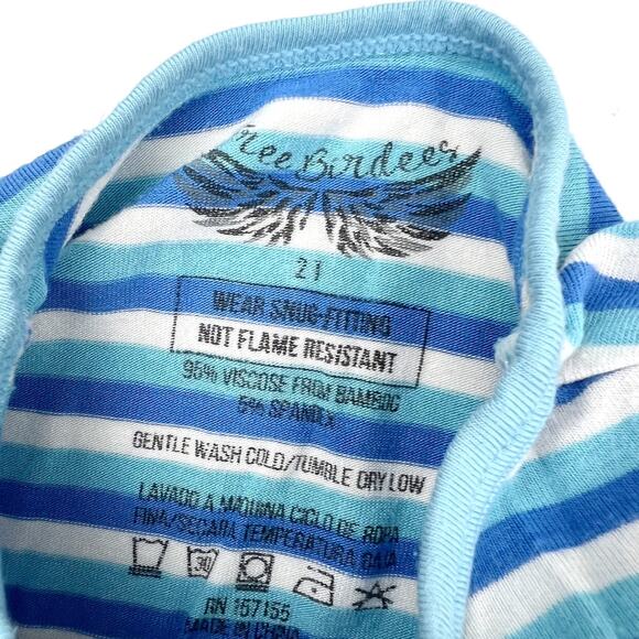 Free Birdees Blue Stripe Zip Footie Pajamas - Picture 6 of 8